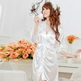 HEVIRGO Sleepwear Solid Color Faux Silk Women Fashion Robe for Bedroom ...