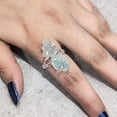 thumbnail image 3 of Natural Aquamarine Ring, Rough Aquamarine Gemstone Ring, March Birthstone, Double Stone, 925 Sterling Silver, Womens Ring, Christmas, Thanksgiving, Handmade, Statement Jewelry, Raw Gemstone Jewelry, 3 of 6
