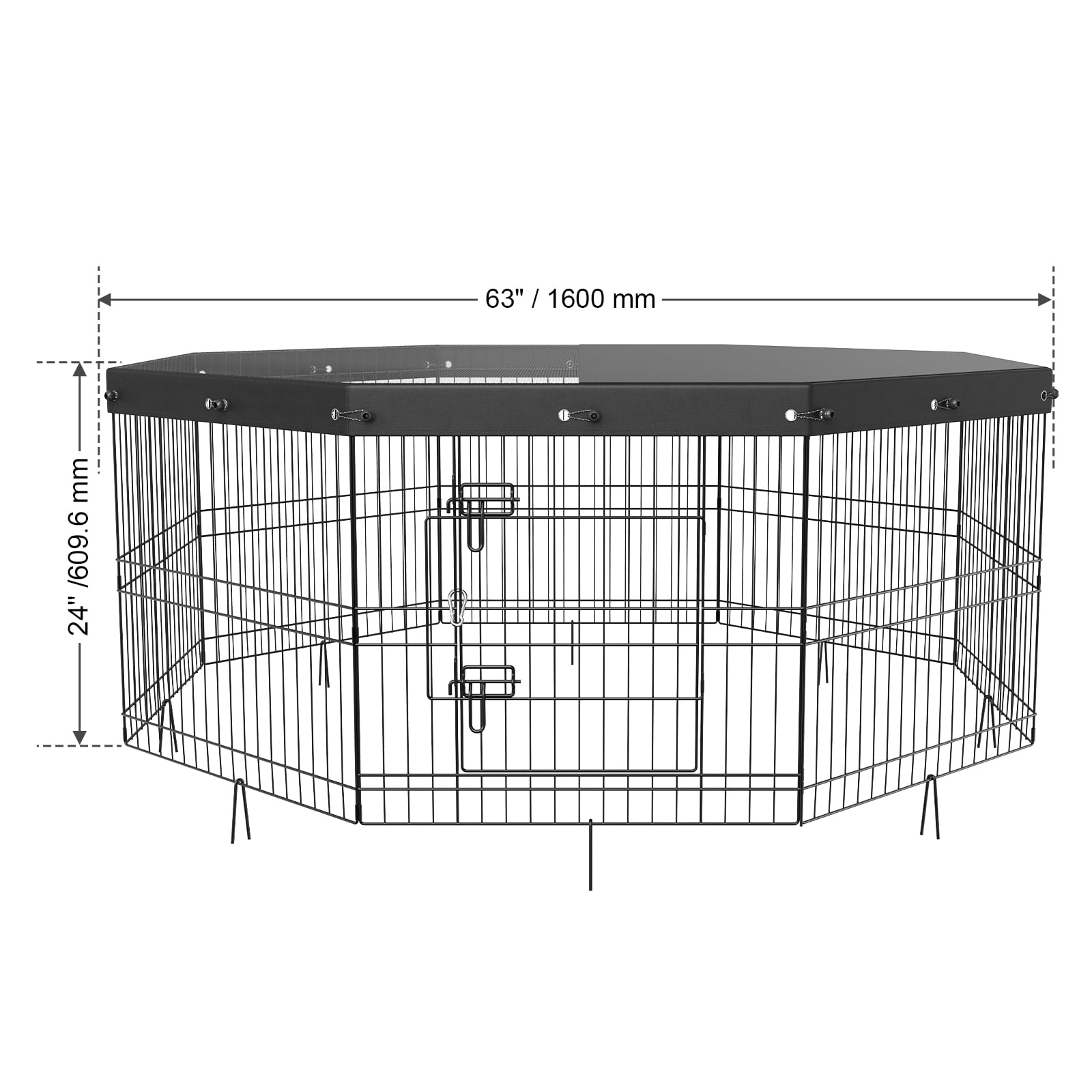 VEVOR Dog Playpen 8 Panels Foldable Metal Dog Exercise Pen with Top Cover 24" H