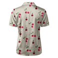thumbnail image 7 of QASIEATN Women's Retro Shirt Women's Satin Printed Short Sleeved Shirt Vacation Style Shirt, 7 of 7