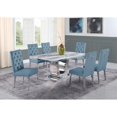 thumbnail image 2 of White Marble 7 piece Dining Set with Silver Stainless Steel Base, 2 of 4
