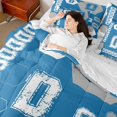 thumbnail image 4 of Homewish Personalized Initial D 7-Piece Twin Bedding Sets For Female Men Adults,Blue White Bedding Comforter Set,Geometric Honeycomb Hexagon Breathable Sheet Sets,Ultra Soft Home Decor,Reversible, 4 of 8