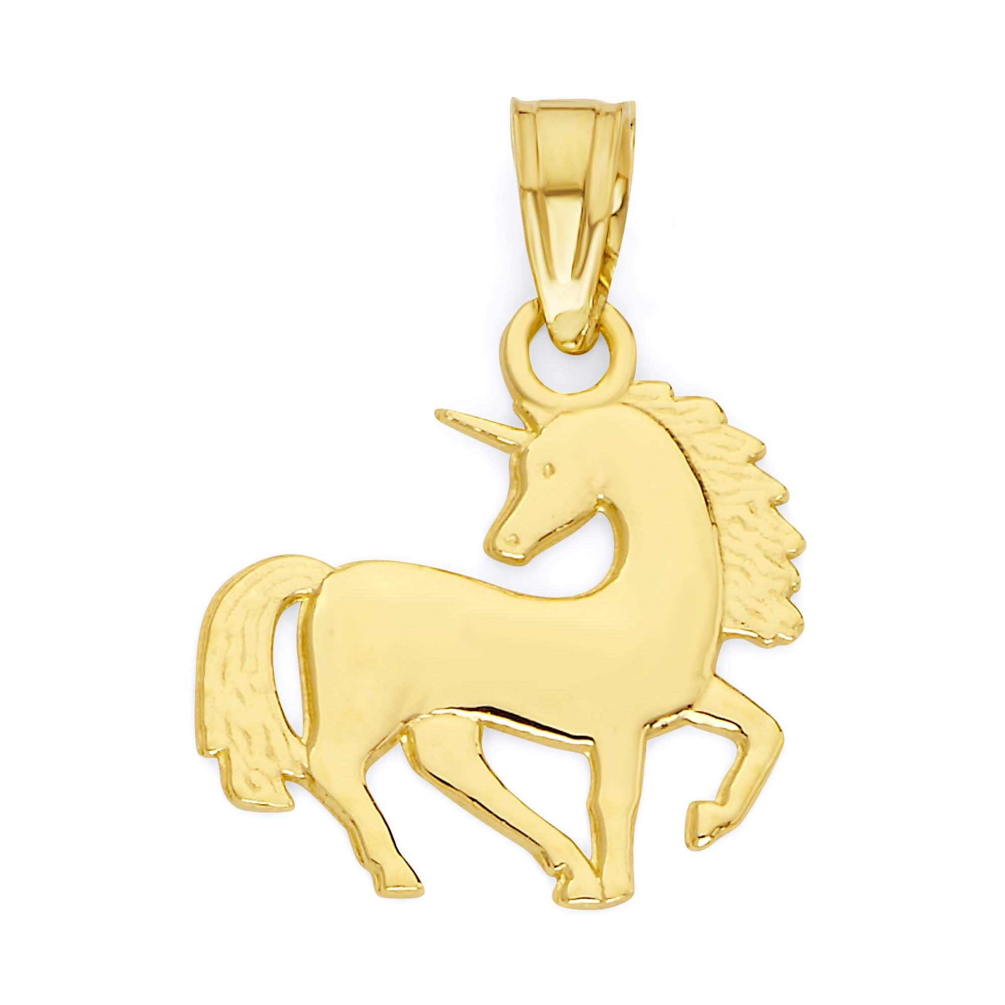 Dainty Charm Beautiful Unicorn 14k Yellow solid Gold 18 x 20mm Polished Pendant 