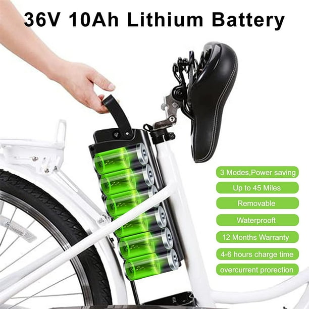 Velo Electrique Nakto Velo Electrique de Ville 250w Shimano 6 Speed Up jusqu a 35 Miles Velo Electrique de Banlieue 26 avec Batterie au Lithium Amovible 36V 10A et Chargeur Walmart