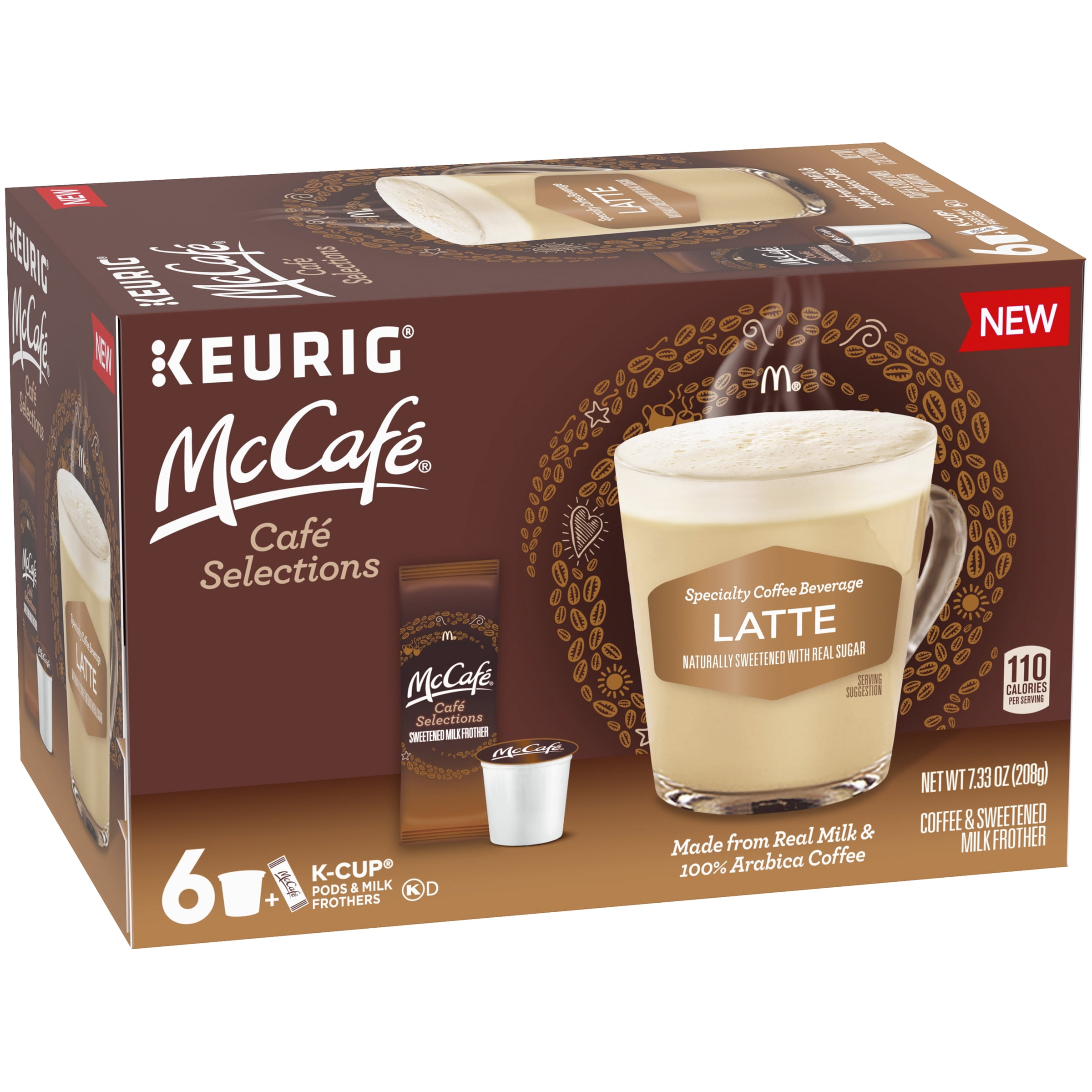 McCafe Cafe Selections 2step Latte KCup Coffee Pods and Froth Packets, 6 ct Box