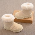 thumbnail image 3 of Platform Snow Boots for Kids Comfy Boys Girls Lug Sole Insulated Warm Waterproof Zip up High Top Outdoor Winter Booties 10 Little Kid Beige, 3 of 7