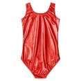 thumbnail image 6 of DPOIS Women's Shiny Metallic Tank Leotard Sleeveless Gymnastics Ballet Dance One-Piece Bodysuit Red M, 6 of 7