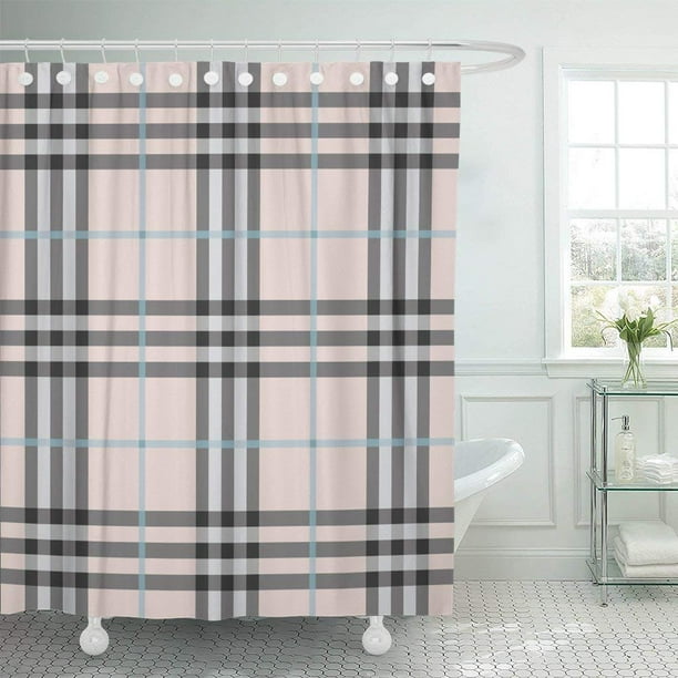 Pknmt Blue Grey Modern And Pink Gray Plaid Pattern Tartan Polyester Shower Curtain 60x72 Inches Com Pknmt Blue Grey Modern And Pink Gray, Pink And Grey Shower Curtain
