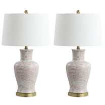 SAFAVIEH Calli Floral 28 in. H Table Lamp, Pink/White, Set of 2