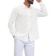 thumbnail image 5 of INSPIRE CHIC Men's Shirt Lace Trim Long Sleeve Button Down Casual Shirt Top S White, 5 of 6