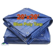 Tarp Supply Inc 20' x 20' Blue Poly Tarp Cover, Waterproof