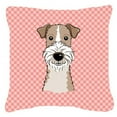 thumbnail image 2 of Checkerboard Print With Dog Fabric Decorative Pillow, 2 of 3