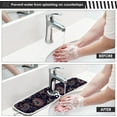 thumbnail image 4 of Ethnic Flower Damask Sink Splash Guard for Faucet 2 Packs Faucet Absorbent Mats, Floral Unique Retro Faucet Handle Drip Catcher Quickly Drying Mat for Kitchen Counter Bathroom RV, 23.6"x5.5", 4 of 7