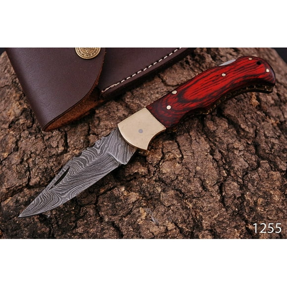CUSTOM HAND FORGED DAMASCUS STEEL FOLDING KNIFE