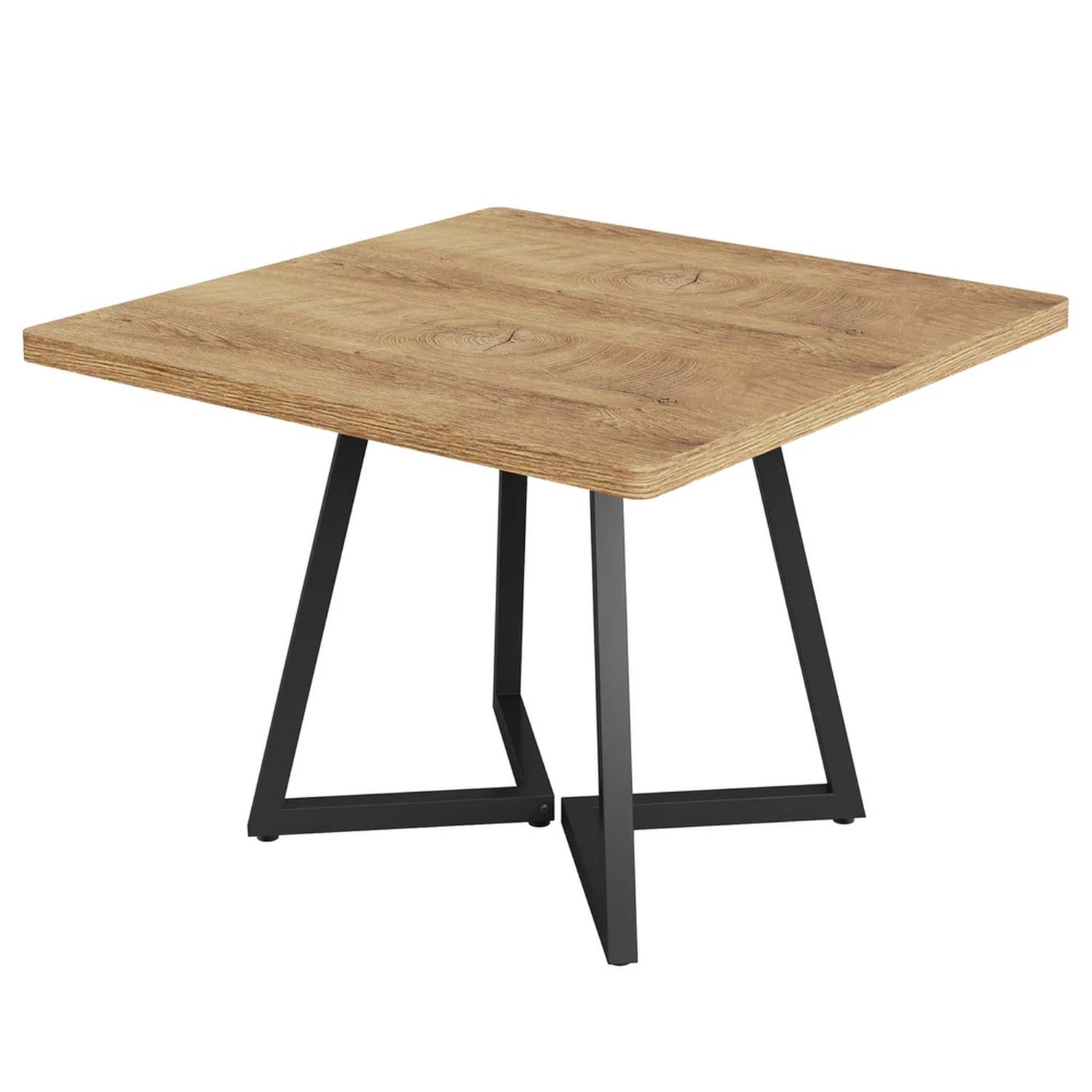 Square Dining Table, Industrial Style, Vintage Brown Wood with Black Metal Frame, 31.49 in W x 31.49 in D x 29.52 in H