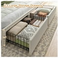 thumbnail image 7 of EnHomee Adult Full Metal Wood Standard Bed with 2 Drawers, Beige, 7 of 7