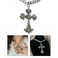 thumbnail image 2 of YIEMEEN Cross Necklace Silver Color With Crystals Gothic Crucifix Symbol Unisex Jewelry, 2 of 6