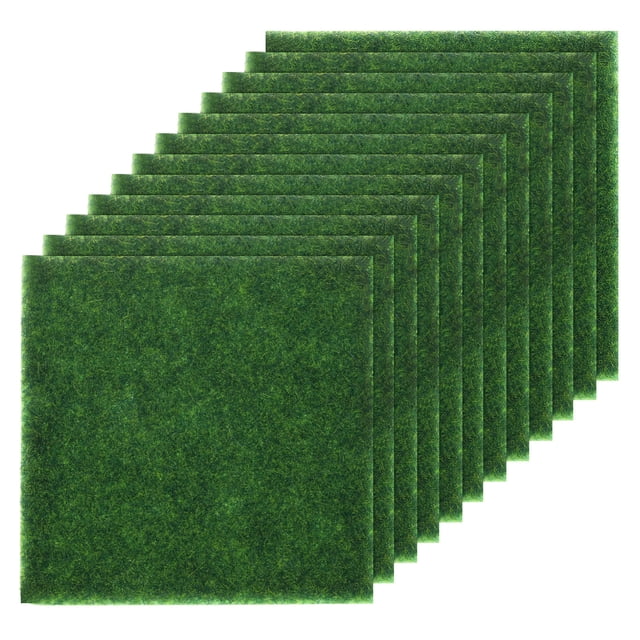 Uxcell Alfombra de Césped Artificial 12 piezas 6 x 6 pulgadas Alfombra de Césped Falso Realista para Jardín, Decoración de Césped, Decoración de Patio