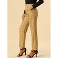thumbnail image 4 of INSPIRE CHIC Pantalones a cuadros casuales para mujer, bolsillos, pierna recta, trabajo, oficina, pantalones Caqui oscuro XS, 4 of 6