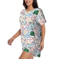 thumbnail image 2 of "Wukai Back To School Women's Pajama Set - Short-Sleeve Top and Shorts with Elastic Waistband and Pockets for Loungewear, Yoga, and Casual Wear-Medium, 2 of 8