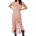 thumbnail image 1 of FASHIONWT Summer Short Sleeve V-Neck Polka Dot Chiffon Wrap Maxi Dress for Women, 1 of 5