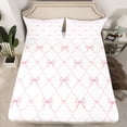 thumbnail image 2 of Homewish Pink Princess Bowknot Bed Sheets, Kawaii Cartoon Ribbon King Sheets, Teens Kids Boys Girls Sheet Set, Breathable Home Decor, 4pcs, 2 of 7