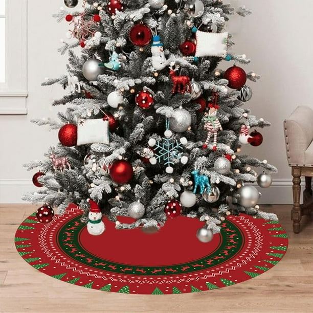 Jupe De Sapin De Noël 91,4 Cm – Tapis Rouge Et Vert – Polyester Doux – Intérieur/extérieur