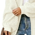 thumbnail image 6 of VISALY Chunky Cardigan Sweaters Oversized Sweaters Zip Up Long Lantern Sleeve Open Front Casual Lightweight Soft Knit Cardigan Sweater Outerwear Tunic Tops Thick Top Casual Tops Loose Sweaters Beige L, 6 of 8