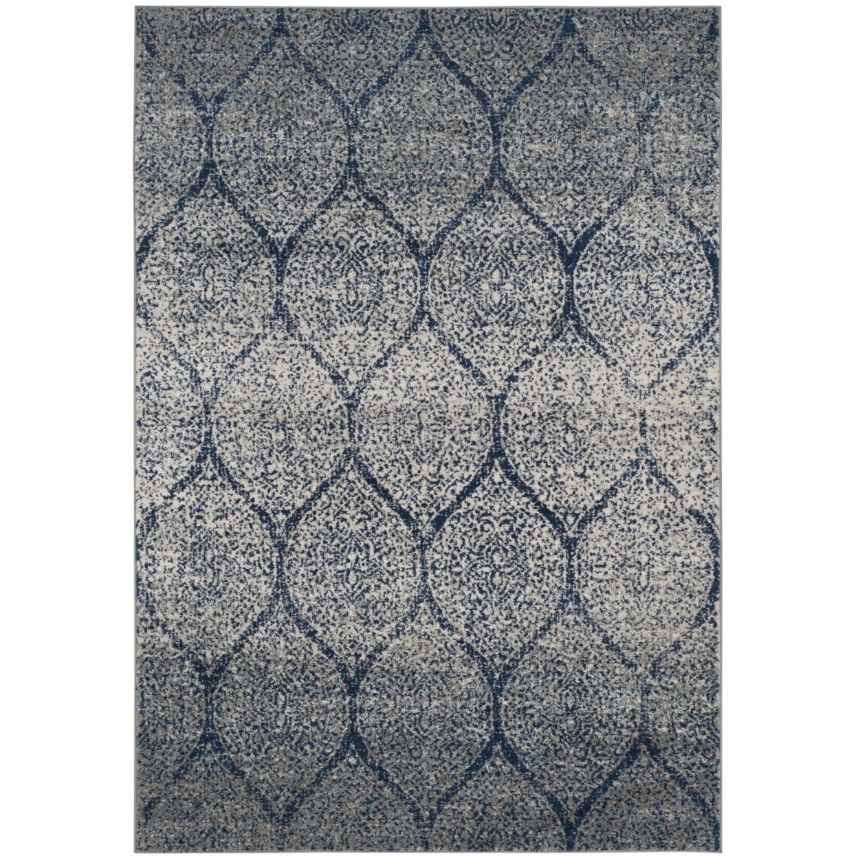 SAFAVIEH Madison Leighton Geometric Area Rug, Navy/Silver, 9' x 12'