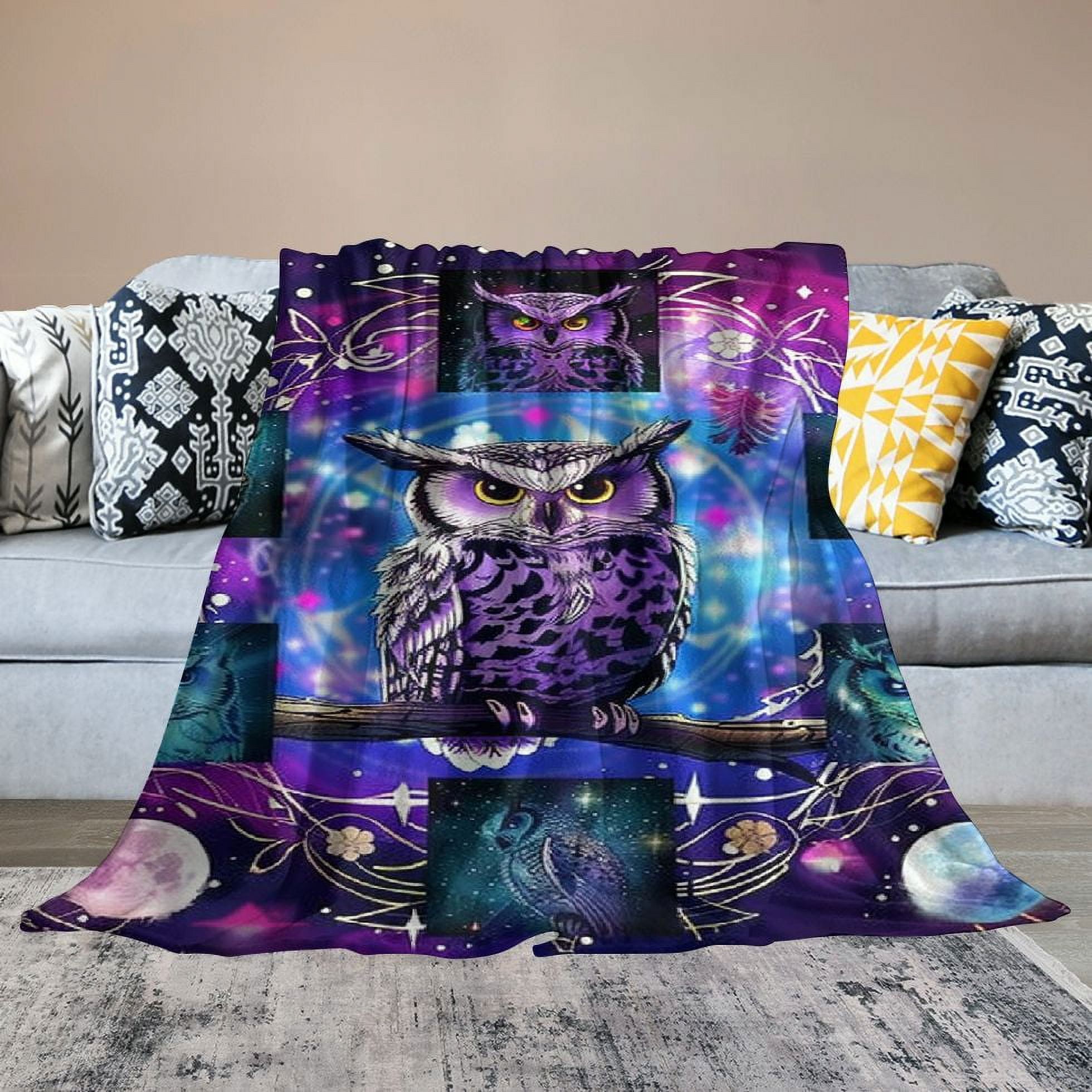 Nawypu Owl Blanket Soft Cozy Throw Blanket Lightweight Plush Warm Blankets Camping Animals Blanket Owl Gifts for Owl Lovers for Women Men for Holiday Sofa Couch for All Season Owl Decor
