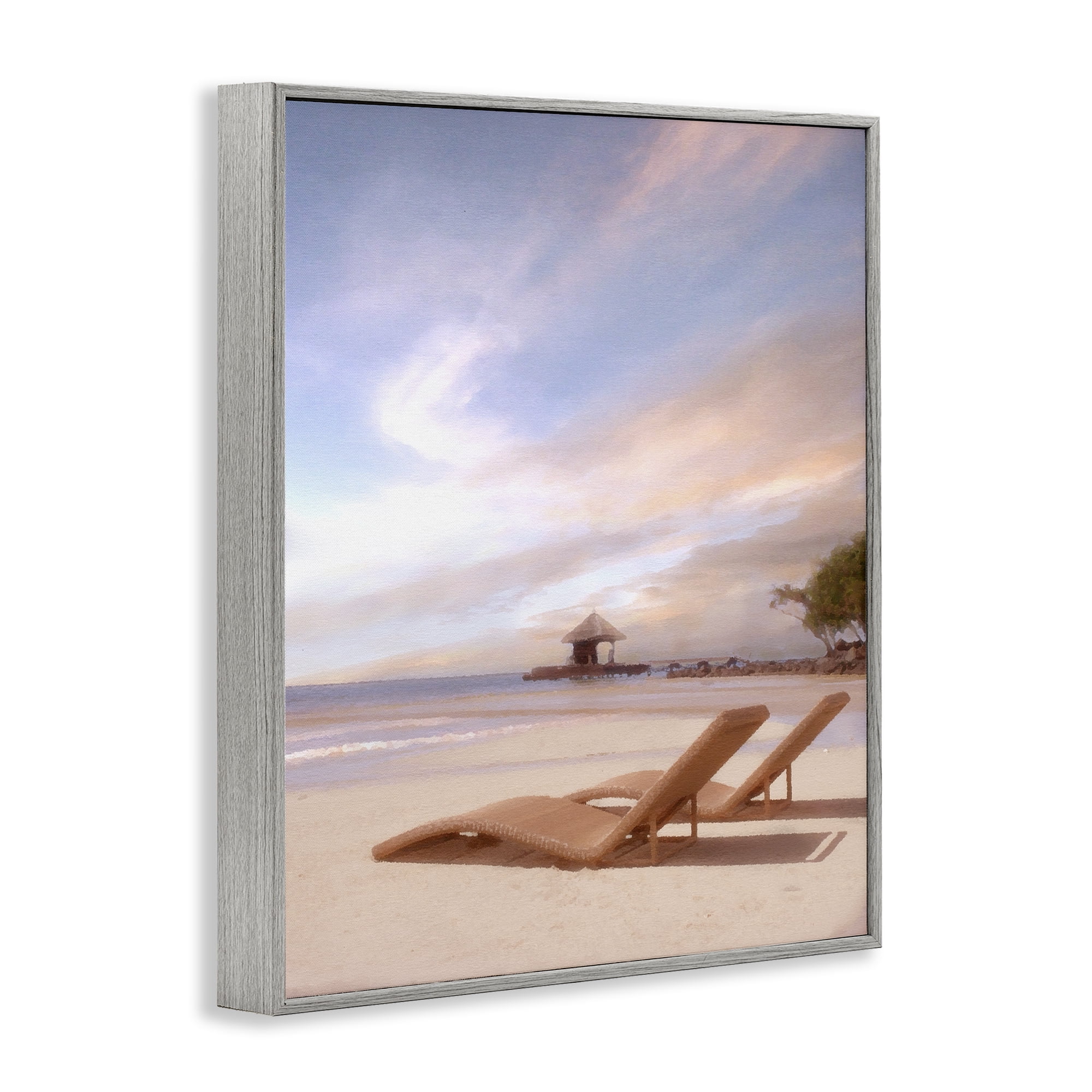 Stupell Industries Lounging Beside Sea Landscape Painting Gray Framed Art Print Wall Art, 11 x 14