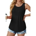 thumbnail image 3 of Fantaslook Womens Tank Tops Dressy Casual Sleeveless Blouses Crew Neck Pleated Tunic Shirts Summer Tops, 3 of 9