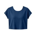 thumbnail image 4 of Purcolt Womens Crop Athletic Tops Lightweight Casual Crewneck Short Sleeve Cross Cut Out Back Shirts Comfort Loose Fit Sport Tee Shirt for Workout Running Gym, 4 of 5