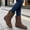 Coffee, variant on Women Flat Mid Calf Boots Vintage Metal Button Decor Pull on Round Toe Casual Winter Boots US Size 5.5 To 8 Khaki