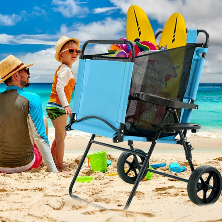 ABORON Beach Cart Chairs with 10 Wheels 2 in 1 Heavy Duty Beach Chair Foldable Beach Lounge Chair with Integrated Wagon Pull Cart Combination Perfect for Backyard Pool or Picnic Walmart