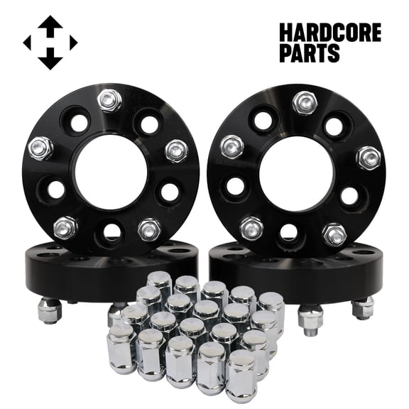 4 QTY 1.25" 5x150 Black Wheel Spacers   20pc Lug Nuts - Compatible with Tundra Sequoia Land Cruiser