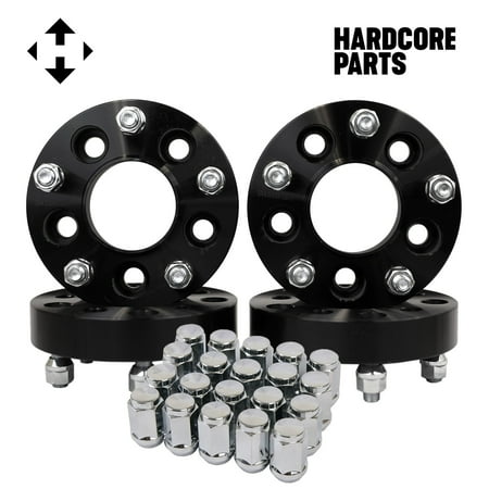 4 QTY BLACK WHEEL ADAPTERS 5X4.5 TO 5X5 1.25" 20pc Lug Nuts - Adapts Fits Jeep JK Wheels