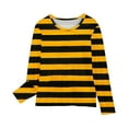 thumbnail image 5 of Odeerbi Kids Boys Girls Long Sleeve Shirt Fall Winter Striped Base Layer Undershirt Cute Print Shirts Crewneck Tops Dressy Casual Blouses Kids Clothes Orange, 5 of 5