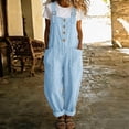 thumbnail image 2 of THDHVS Pants for Women,Solid Color Linen Spaghetti Strap Jumpsuit with Pockets Loose Summer Casual Outfit,Womens Pants Casual Sky Blue S, 2 of 6
