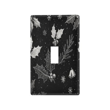 Light Switch Cover Switch Plate Outlet Cover Plug Cover for Electrical Toggle Switch Black Holly Leaves