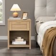 thumbnail image 6 of OAKHAM Farmhouse Nightstand, Boho End Table with Drawer and Open Shelf, Bedside Table for Bedroom Living Room, Weathered Oak, 6 of 8