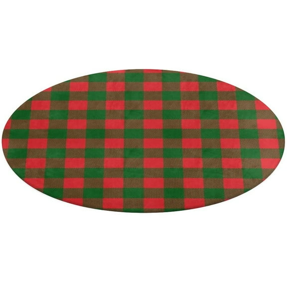 Christmas Red And Green Plaid Round Carpet Circle Rug Outdoor Patio Area Rug Washable Large Area Rugs Hallway Room Decor Fitness Mats