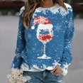 thumbnail image 1 of TIMIFIS Cadeaux de Noël Chandail Col Rond pour Femmes Hauts Décontractés Hiver Verre de Vin Rouge Chapeau de Père Noël Imprimé Chandail à Manches Longues Bonne Année, 1 of 4