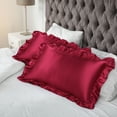 thumbnail image 3 of Unique Bargains Retro Satin Ruffle Pillowcases Envelope Closure 2pcs, 3 of 8