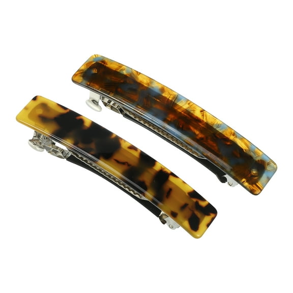 Unique Bargains 2 Pcs Hair Barrettes Tortoise Shell Hair Clips Acetate French Hair Barrettes for Thick Hair Amber