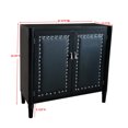 thumbnail image 5 of Connor 2 Door Accent Display Cabinet with Storage Shelf, Black Faux Leather & Silver Buttons, Contemporary, 5 of 8