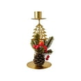 thumbnail image 2 of mtvxesu Christmas Tree Iron Candlestick Ornament With Pine Cones And Simulated Branches For Holiday Candle Holder, 8 X 3.9 X 3.9 In, 1 Piece, 2 of 6