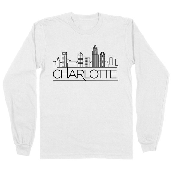 Skyline Charlotte North Carolina Long Sleeve Shirt Unisex Large White