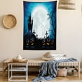 thumbnail image 2 of Halloween Tapestry, Spooky Concept with Scary Icons Old Celtic Harvest Figures in Dark Image Holiday Print, Wall Hanging for Bedroom Living Room Dorm Decor, 40W X 60L Inches, Blue, by Ambesonne, 2 of 5