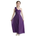 thumbnail image 2 of iiniim Big Girls One-Shoulder Chiffon Junior Bridesmaid Wedding Flower Girl Dress Purple 14, 2 of 7
